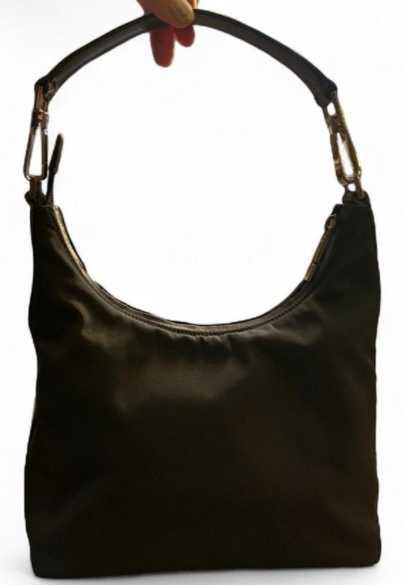 GUCCI LEATHER NYLON ONE SHOULDER BAG VTG 90s Gucci Nylon Leather 