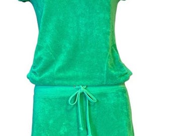 Mini abito verde in spugna Y2k Juicy Couture, con coulisse in vita (XS)