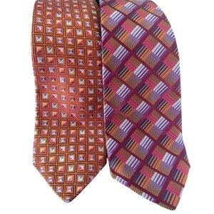 Robert Talbott The Best of Class Neck Tie Lot 2 Orange Geometric Work Preppy Dad