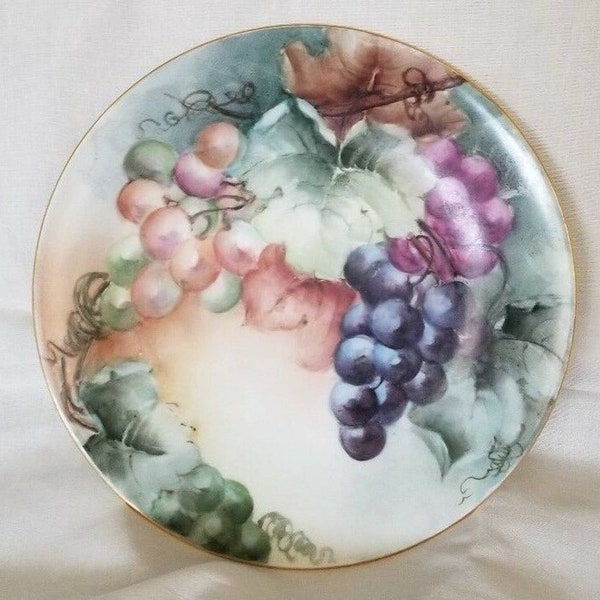 Antique Hand Painted Plates LOT of 2 Flowers Fruit MZ Austria B & Co France
