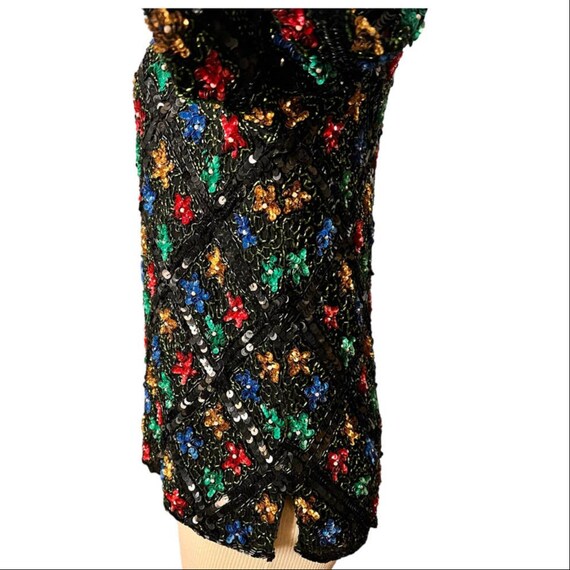 VTG Long Sleeve Sequin Floral Long Sleeve Formal … - image 3