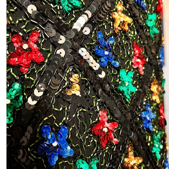 VTG Long Sleeve Sequin Floral Long Sleeve Formal … - image 5