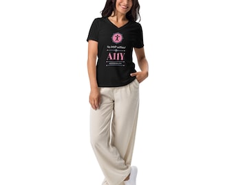 No MVP (pink/purple) without Accessibility by Anna E. Cook - Women’s relaxed v-neck t-shirt
