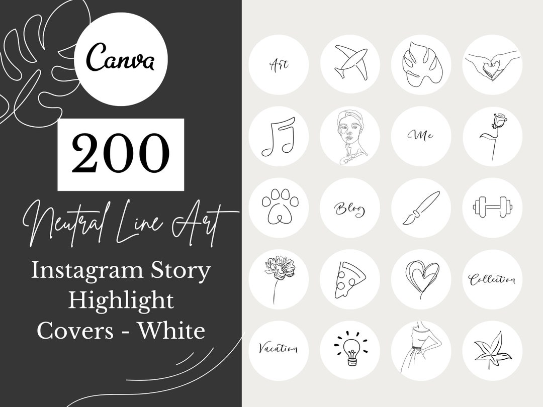 200 Neutral Line Art for Ig Highlight Covers Instagram Highlights Icons ...