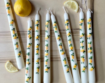 Hand Painted Lemon Taper Candles: Amalfi Decor
