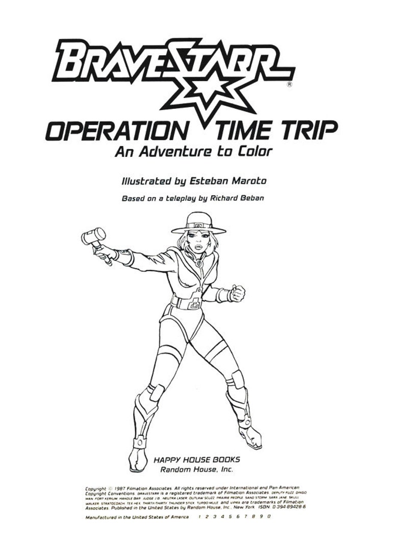Bravestarr Operation Time Trip Coloring Book 1987 PDF DIGIFILE - Etsy