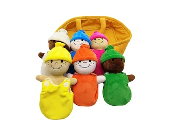 Baby's First Friends Baby Plush Dolls Basket |Soft Baby Dolls for Toddlers Infants| Multicultural Emotional Sensory| 7 Piece Set