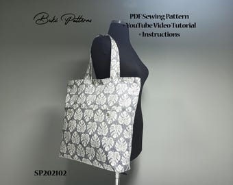 Zipper Tote Bag PDF Sewing Pattern: Easy DIY Project with Pockets (A1/A4/Letter)