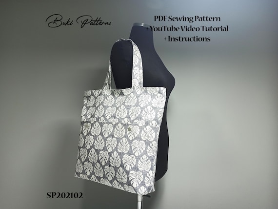 Zipper Tote Bag PDF Sewing Pattern: Easy DIY Project with Pockets (A1/A4/Letter)