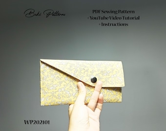 Long Wallet Sewing Pattern: 12 Card Slots, Coin Pocket (PDF Pattern) (A1, A4, Letter)