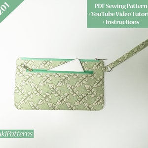 Clutch Bag PDF Sewing Pattern with Youtube Video Tutorial, Clutch Printable Template, Easy Clutch Pattern Sewing Tutorial(for A1, A4,Letter)