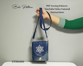 Crossbody Phone Bag PDF Sewing Pattern: Multi-Pocket Denim (A4, Letter)