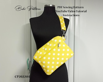 Crossbody Waist Bag Sewing Pattern: Easy Sew Template (A1, A4, Letter) (Digital Download)