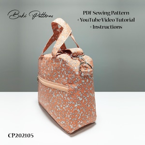 Boston Bag PDF Sewing Pattern with Youtube Video Tutorial, Multi-Pocket Fabric Bag, Mini Boston Bag Sewing Tutorial (for A4, A1, Letter)