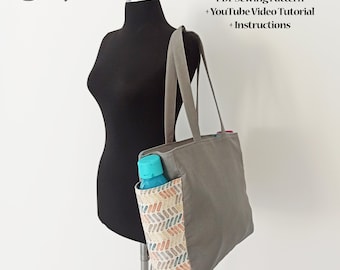 Side Pocket Bag PDF Sewing Pattern, Big Bag Sewing Pattern, Printable Cloth Bag Template, Tote Bag Pattern & Tutorial (for A1, A4, Letter)