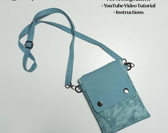 Easy Crossbody Phone Bag PDF Sewing Pattern, Crossbody Bag Printed Pattern, Basic Bag Pattern  with Video Tutorial (A4,A1,Letter Paper)