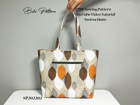 Sewing Pattern Handbag With Zipper Zipper Tote Bag PDF Sewing
