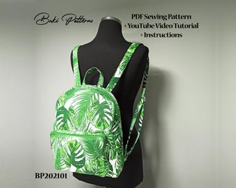 Backpack PDF Sewing Pattern: School Bag with Video Tutorial (A4/A1/Letter)