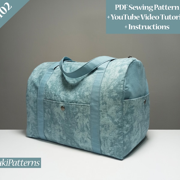 Big Boston Bag PDF Sewing Pattern with Youtube Video Tutorial, Multi-Pocket Fabric Bag, Easy Boston Bag Sewing Tutorial (for A4, A1, Letter)