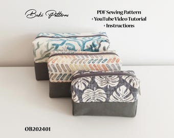 Makeup Bag PDF Sewing Pattern: 3 Sizes, Zippered Cosmetic Bag (A1, A4, Letter)