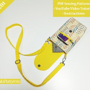 Small Crossbody Phone Bag PDF Sewing Pattern with Youtube Video Tutorial, Phone Bag Template, Small Bag Sewing Tutorial(for A4,Letter Paper)