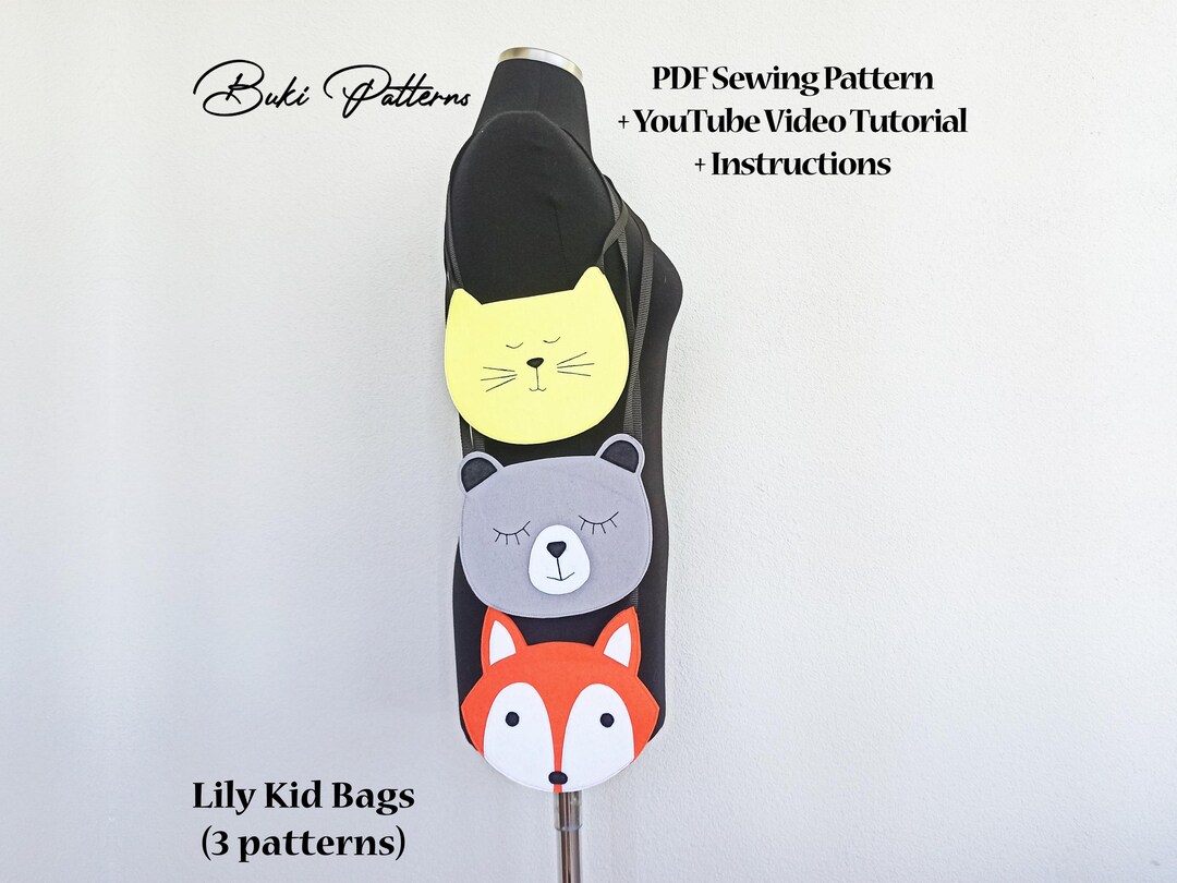 Schnittmuster Filztiertasche: Fuchs, Bär, Katze (PDF-Muster)