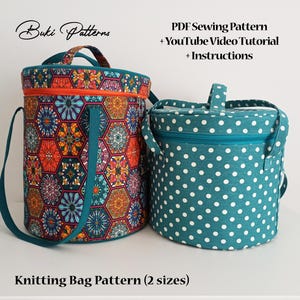Reise-Stricktasche Schnittmuster (2 Größen), Garn-Halter zum Häkeln, Häkeln und Nadeln Zubehör Tasche PDF Schnittmuster