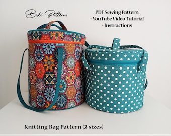 Travel Knitting Bag Sewing Pattern: Yarn Holder, Crochet Accessories (PDF)