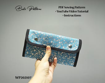 Wallet Sewing Pattern: 12 Card Slots, Zipper Pocket (PDF Pattern) (A4, Letter)