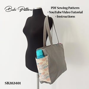 PDF-naaipatroon voor zijzaktas, naaipatroon big bag, afdrukbaar sjabloon voor stoffen tas, draagtaspatroon en zelfstudie (voor A1, A4, Letter)
