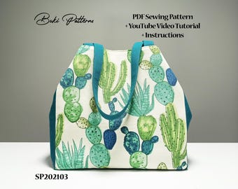 Shoulder Bag PDF Printable Sewing Pattern, Easy Pattern with Youtube Tutorial, Big Bag Template, Handbag Sewing Pattern (for A1,A4,Letter)