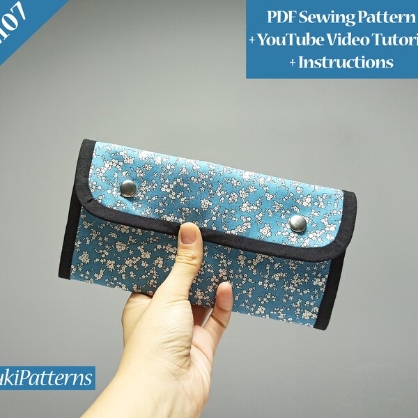 Printed Wallet Pattern with Youtube Video, PDF Sewing Wallet Pattern with 12 Cards Slots,2 Paper Pocket and Zipper Pocket(for A1, A4,Letter)