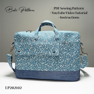 15 ""Laptoptasche PDF Schnittmuster mit Youtube Video Tutorial, Stoff & Denim Laptoptasche Schnittmuster mit Schutzhülle (für A4,A1,Letter)"