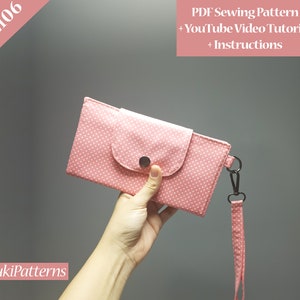 Cartera Larga Patrón PDF con Vídeo de Youtube, Cartera Grande con 6 Ranuras para Tarjetas, Dinero - Monederos y Bolsillo para Teléfono (para A1, A4, Papel Carta)