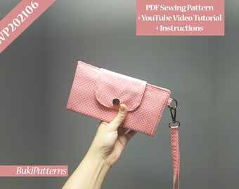 Long Wallet PDF Sewing Pattern: Card, Coin & Phone Pockets (A4/Letter)
