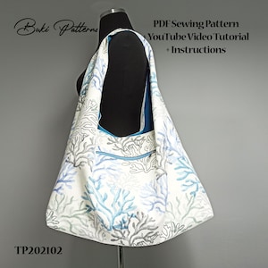 XXXL Double-Sided Hobo Bag PDF Sewing Pattern with Youtube Video Tutorial, Boho Bag Sewing Pattern PDF Printed Pattern (for A4,A1,Letter)