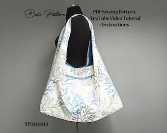 XXXL Hobo Bag PDF Sewing Pattern: Double-Sided Tote with Video (A1, A4, Letter)