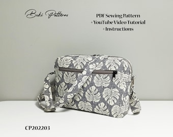 Daily Crossbody Bag Sewing Pattern, Adjustable Strap, Outer Pockets (PDF Pattern)