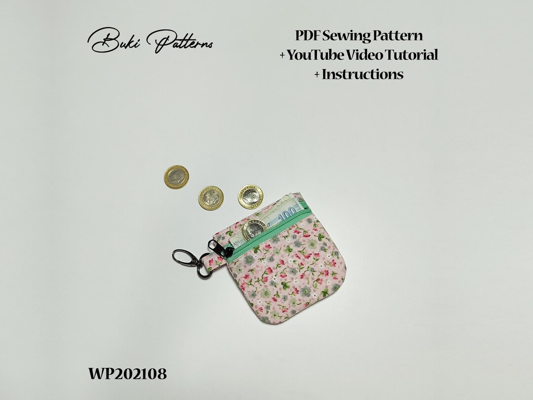 Coin Wallet PDF Sewing Pattern: Easy Card Holder With Video Tutorial ...