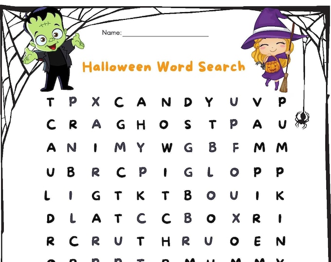 Printable Halloween Word Search W/ Answer Sheet Etsy