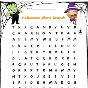 Printable Halloween Word Search w/ Answer Sheet