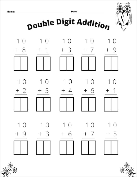 Double Digit Plus Single Digit Worksheet
