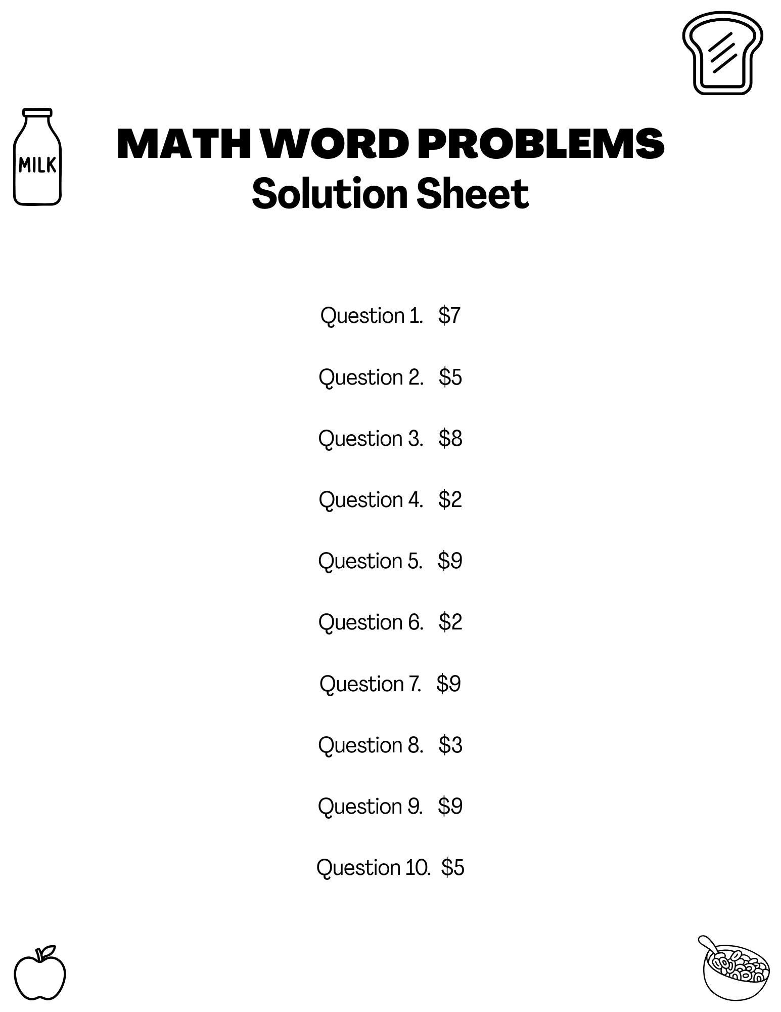 Grocery Store Math Word Problems / Printable Worksheet / Money Math PDF ...