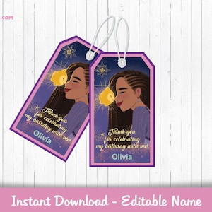Wunsch-Geburtstags-Party / Wunsch bearbeitbare Name Favor Tags / Wunsch-Film-Party / AshaTags / Instant Download