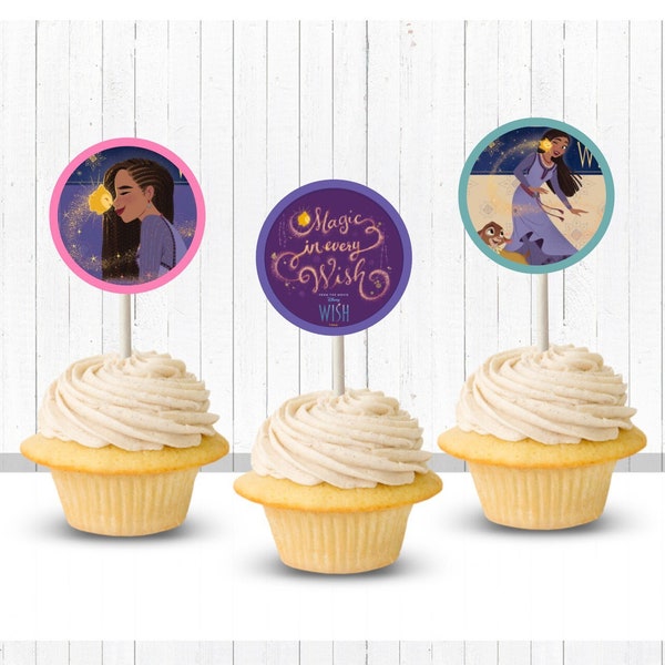 Wish Birthday Party / Wish Cupcake Toppers/ Wish Movie Party/ Asha Toppers/ Instant Download