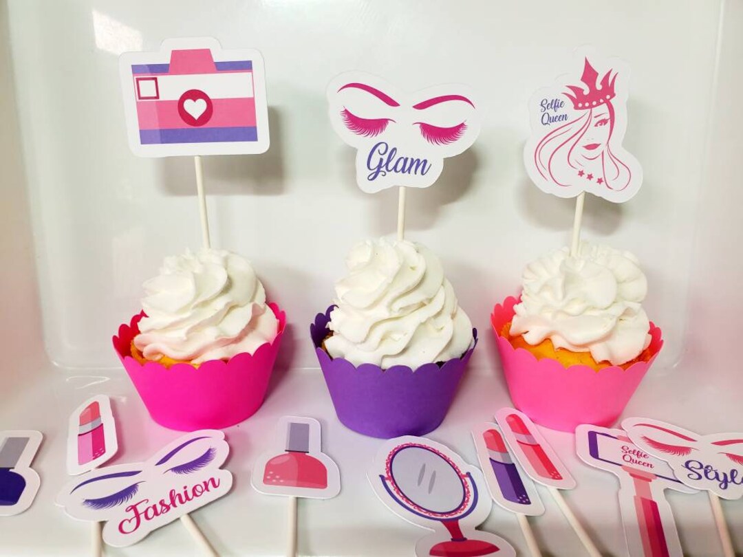Set of 12 Selfie Queen Cupcake Toppers/ Glam Birthday Party/ Etsy