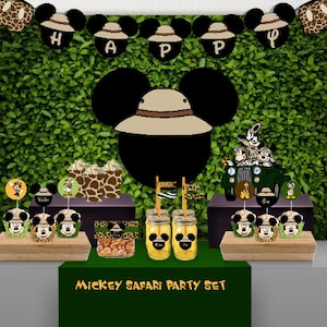 Mickey Safari Party, Mickey Mouse Birthday Party, Mickey Party Decoration, Mickey Safari Water Labels, Instant Download
