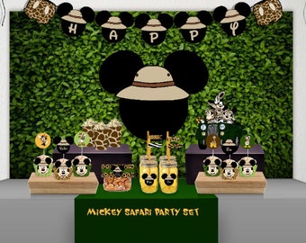 Mickey Safari Party, Mickey Mouse Birthday Party, Mickey Party Decoration, Mickey Safari Water Labels, Instant Download