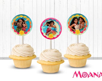 Moana 2 Birthday Party / Moana Cupcake Toppers/ Moana New Movie Party/ 2024 Moana Toppers/ Instant Download