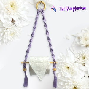 Toilet Paper Holder, Macrame Toilet Roll Holder, Boho Toilet Paper Hanger, Loo Roll Holder, Lavender Lilac Bathroom Decor